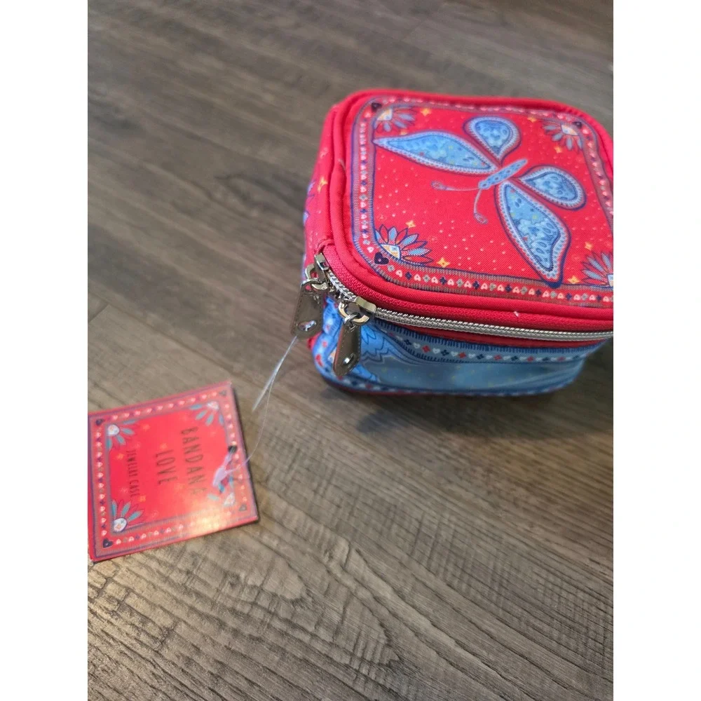 Brighton Bandana Love Jewelry Case Red Blue Butterfly Travel Organizer NEW
